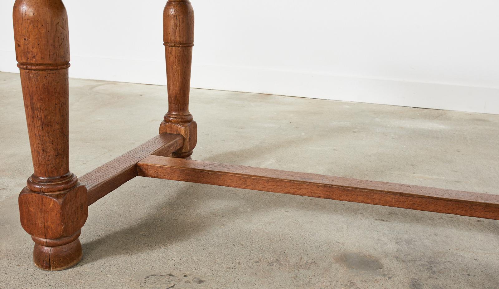 Country French Provincial Oak Farmhouse Trestle Dining Table 6