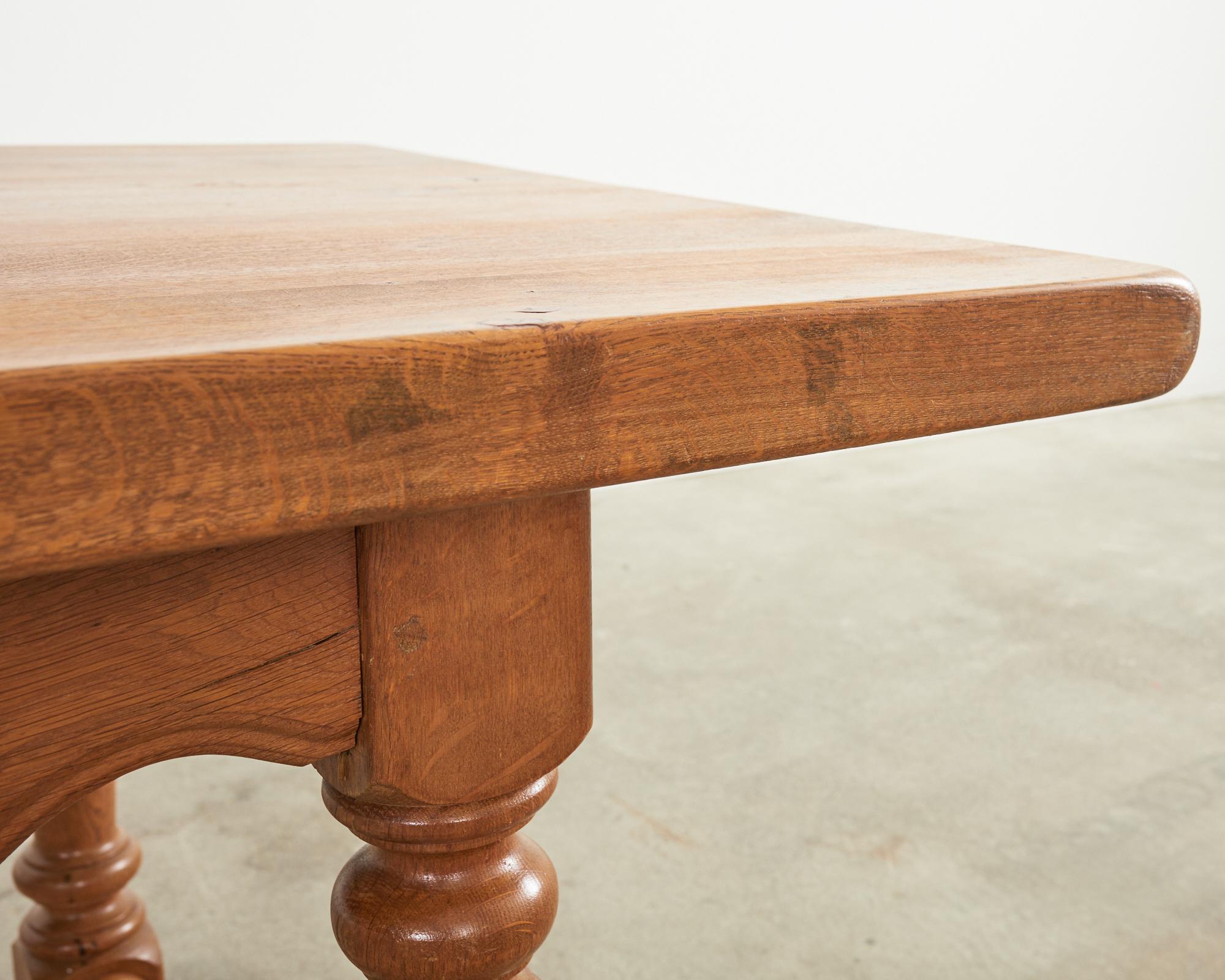 Country French Provincial Oak Farmhouse Trestle Dining Table 3