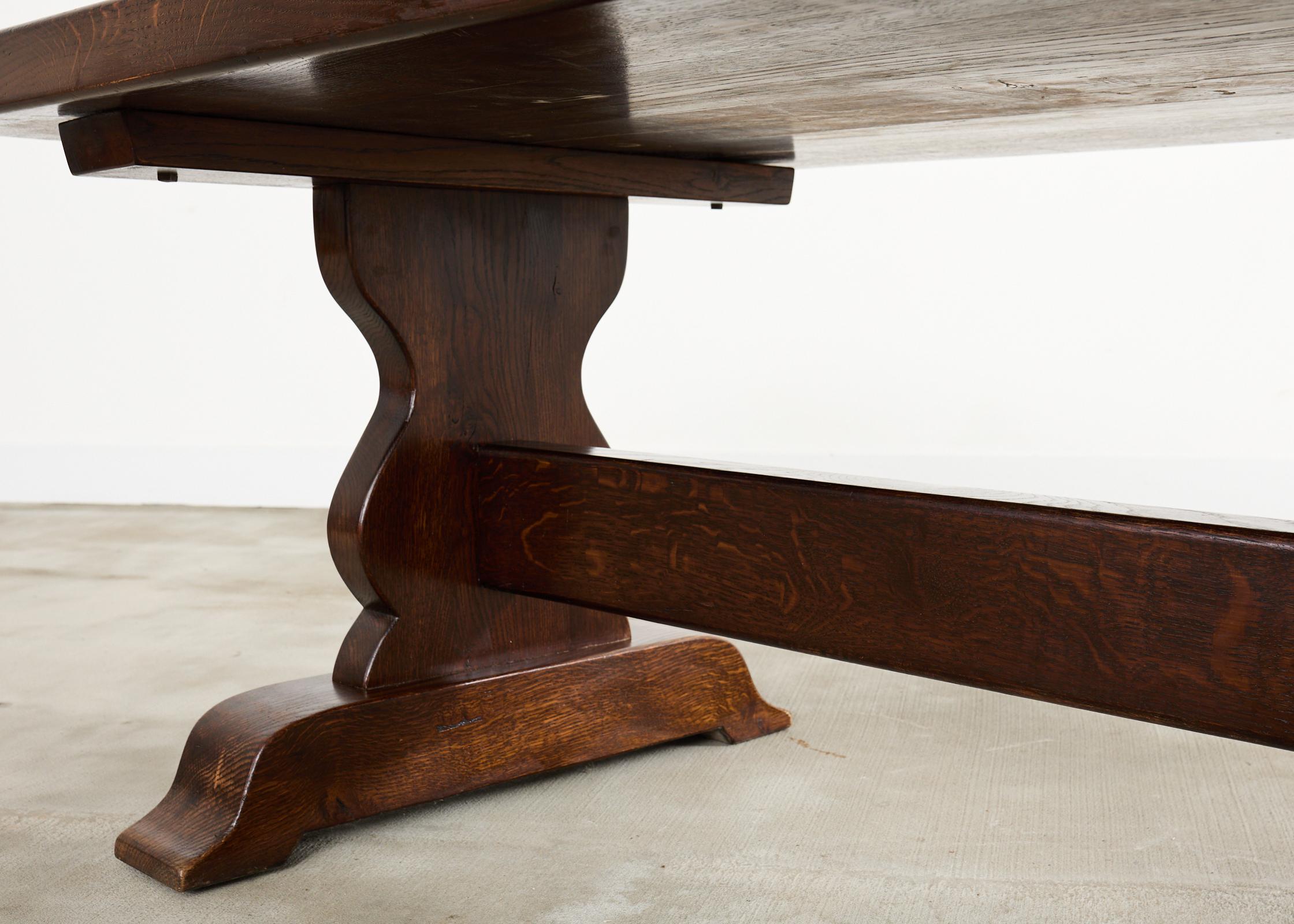 Country French Provincial Oak Farmhouse Trestle Dining Table 5