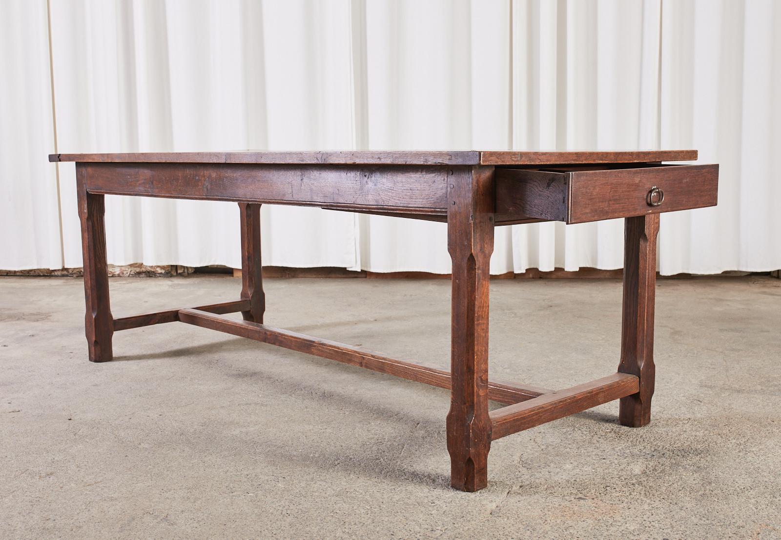 Country French Provincial Oak Farmhouse Trestle Dining Table 6