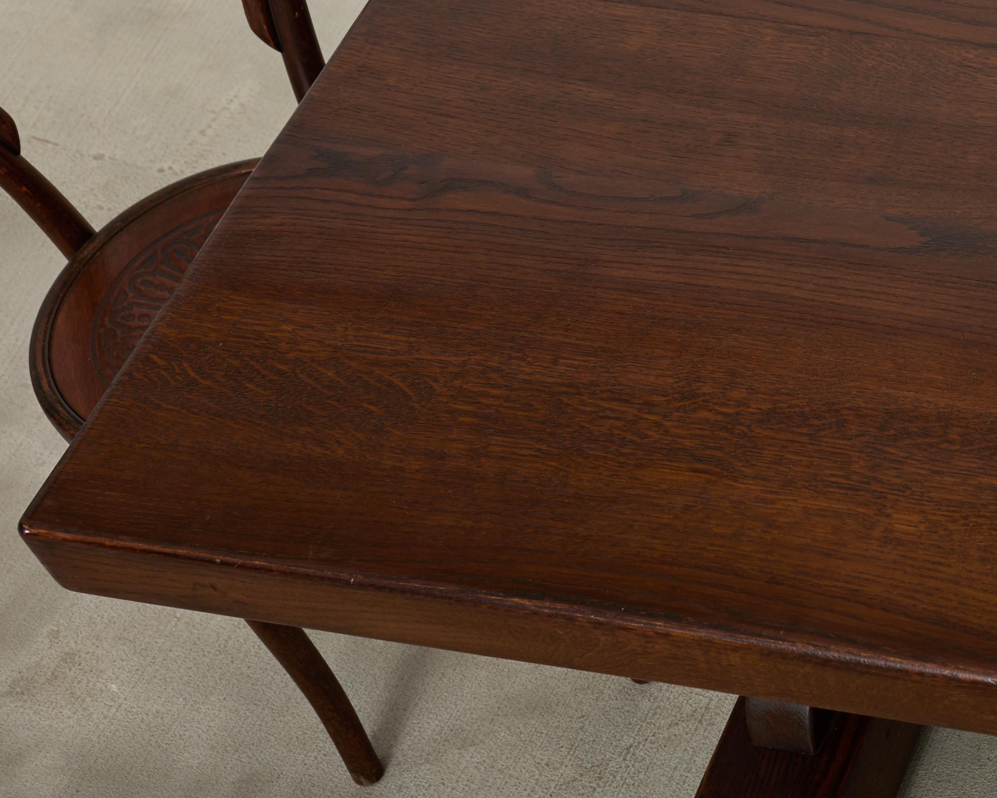 Country French Provincial Oak Farmhouse Trestle Dining Table 6