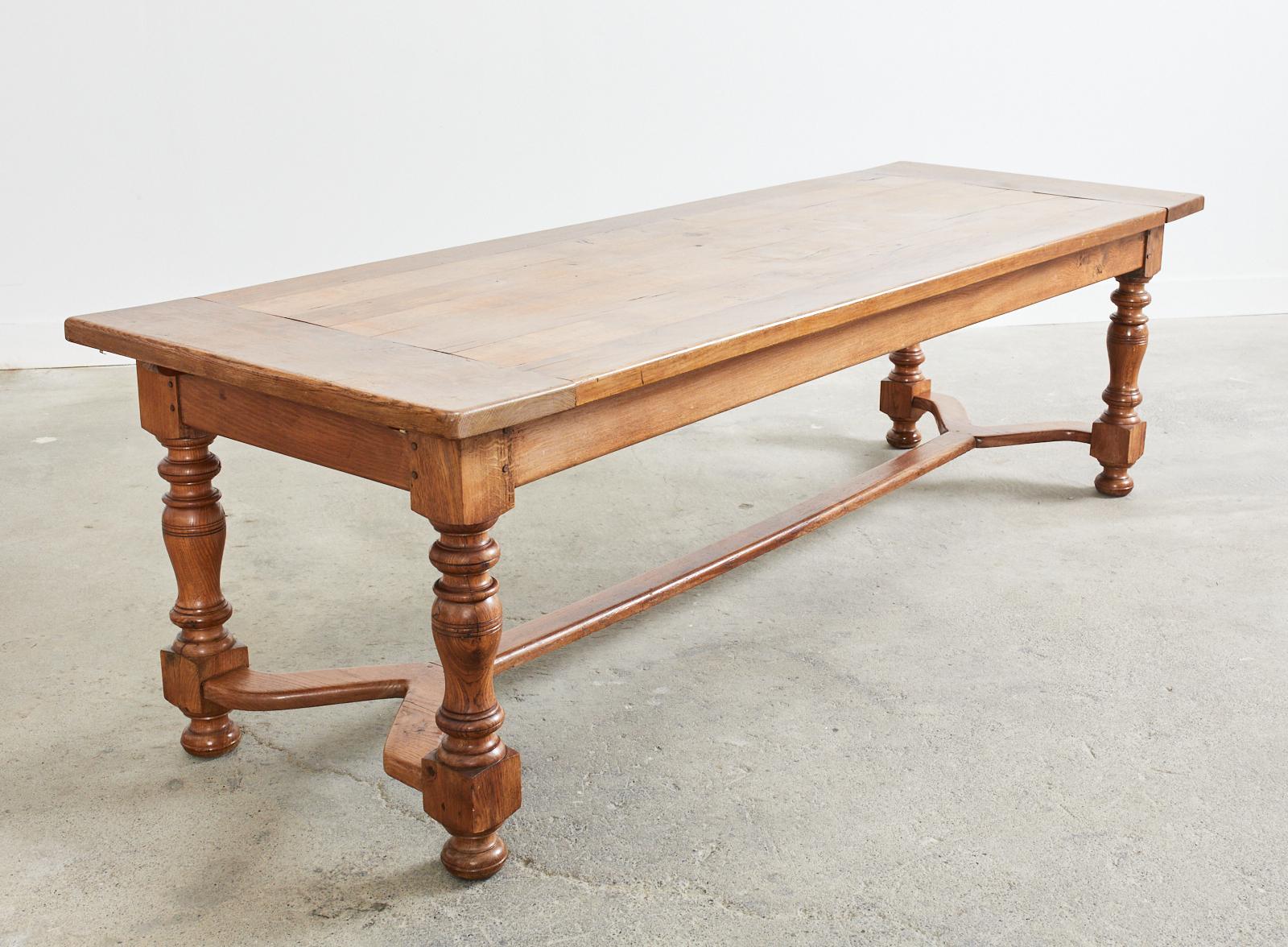 Country French Provincial Oak Farmhouse Trestle Dining Table 8
