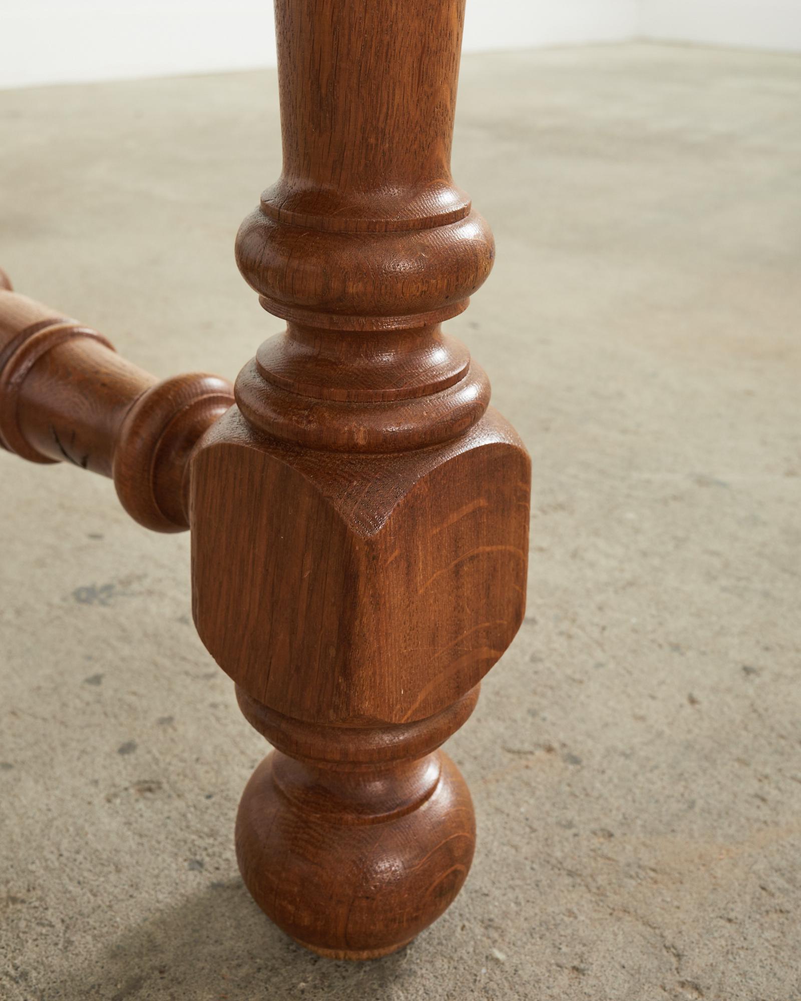 Country French Provincial Oak Farmhouse Trestle Dining Table For Sale 5