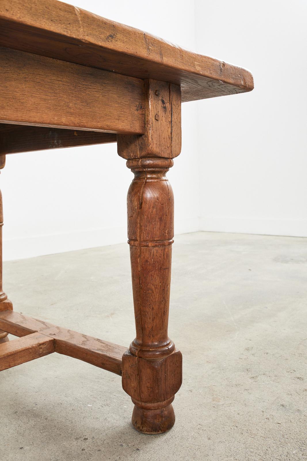 Country French Provincial Oak Farmhouse Trestle Dining Table 9