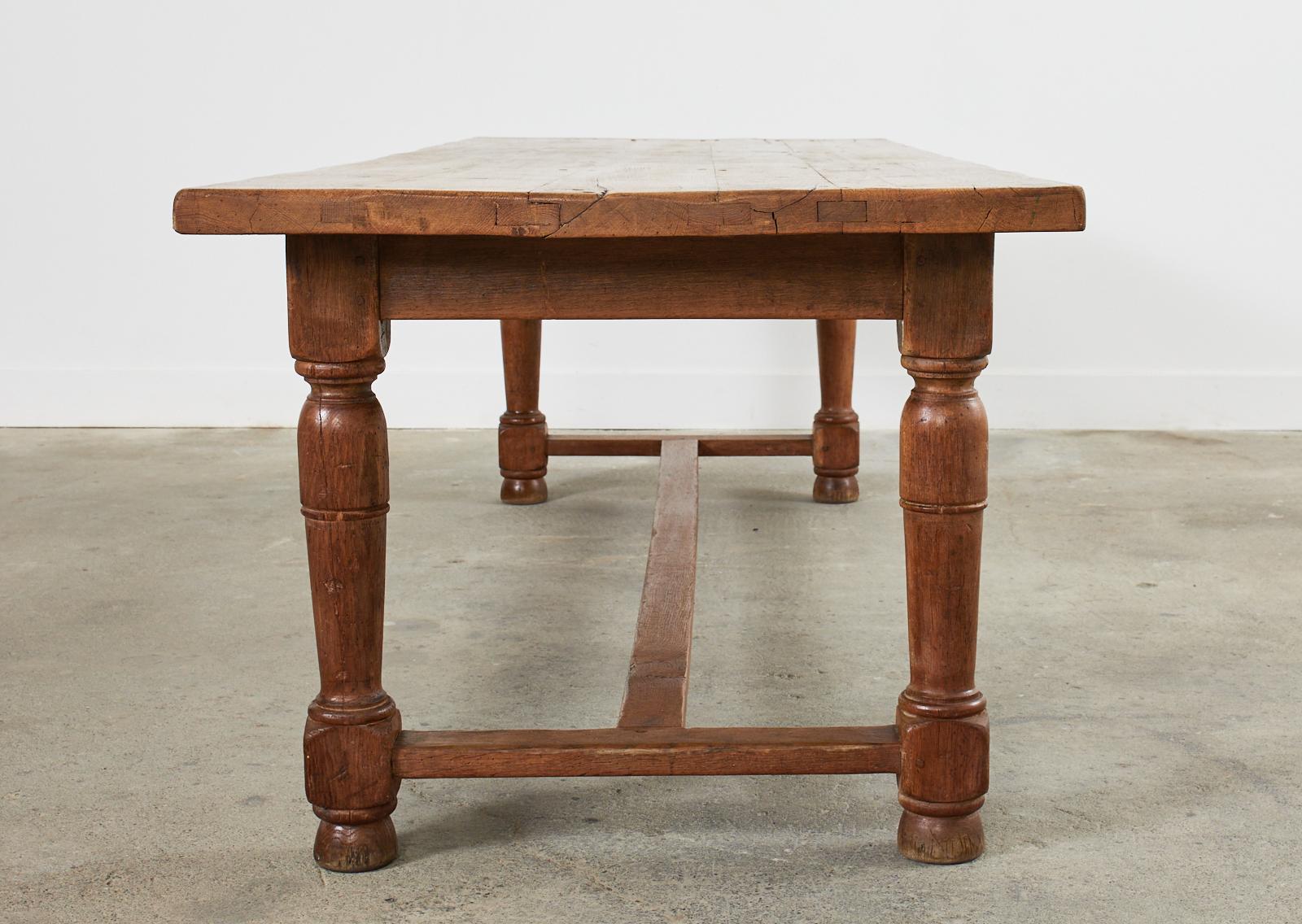 Country French Provincial Oak Farmhouse Trestle Dining Table 10