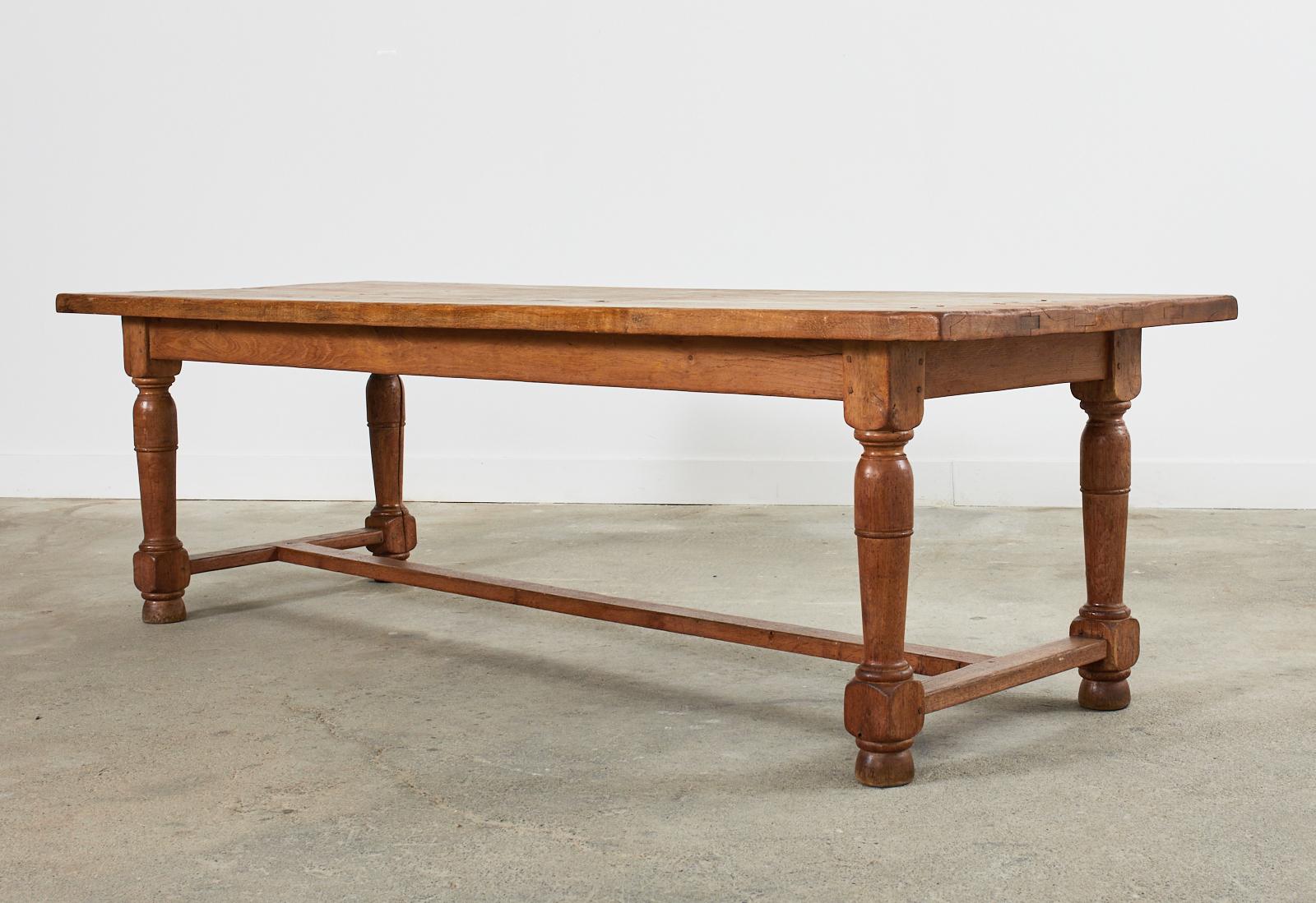 Country French Provincial Oak Farmhouse Trestle Dining Table 11