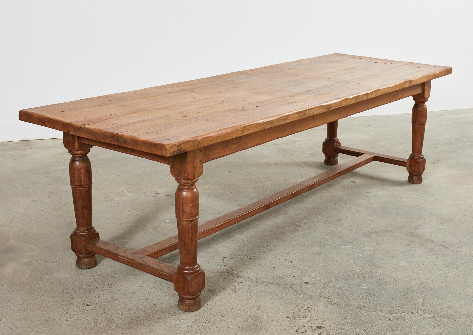 Country French Provincial Oak Farmhouse Trestle Dining Table 12