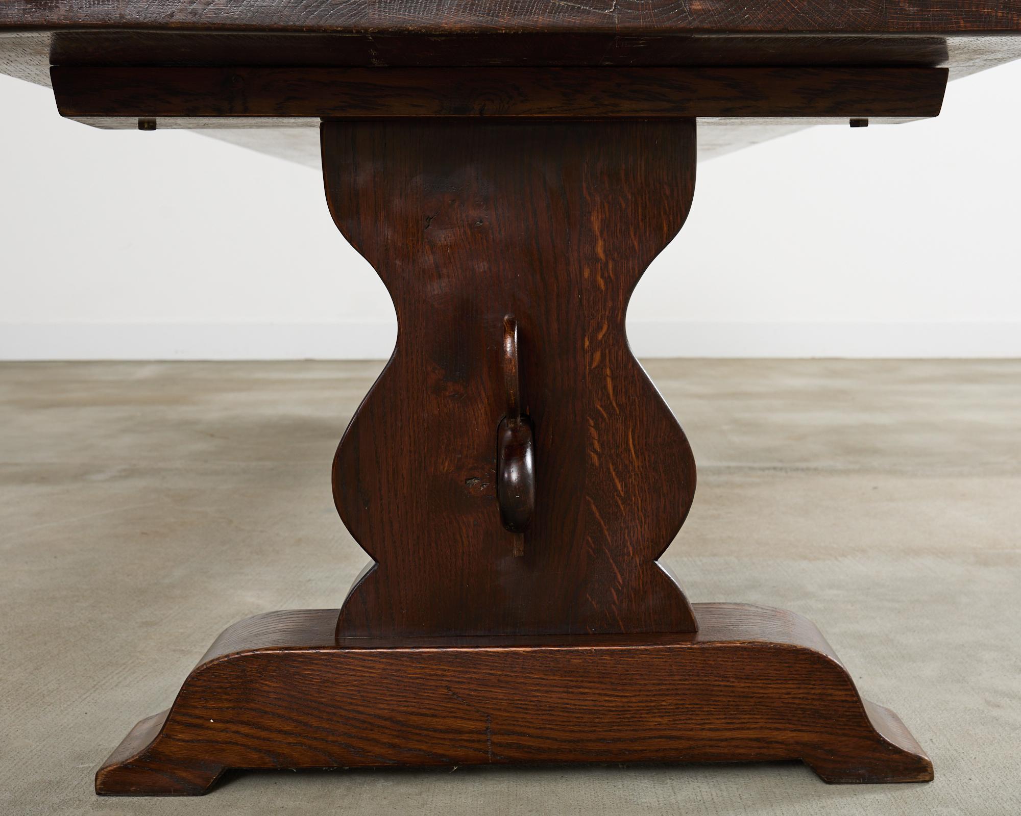 Country French Provincial Oak Farmhouse Trestle Dining Table 11