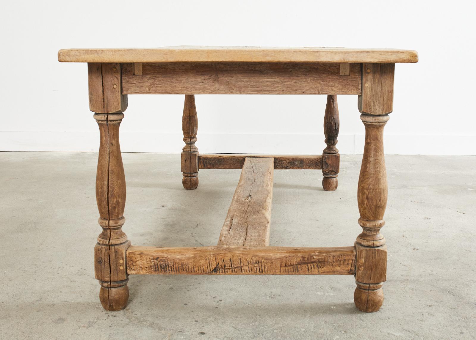 Country French Provincial Oak Farmhouse Trestle Dining Table 12
