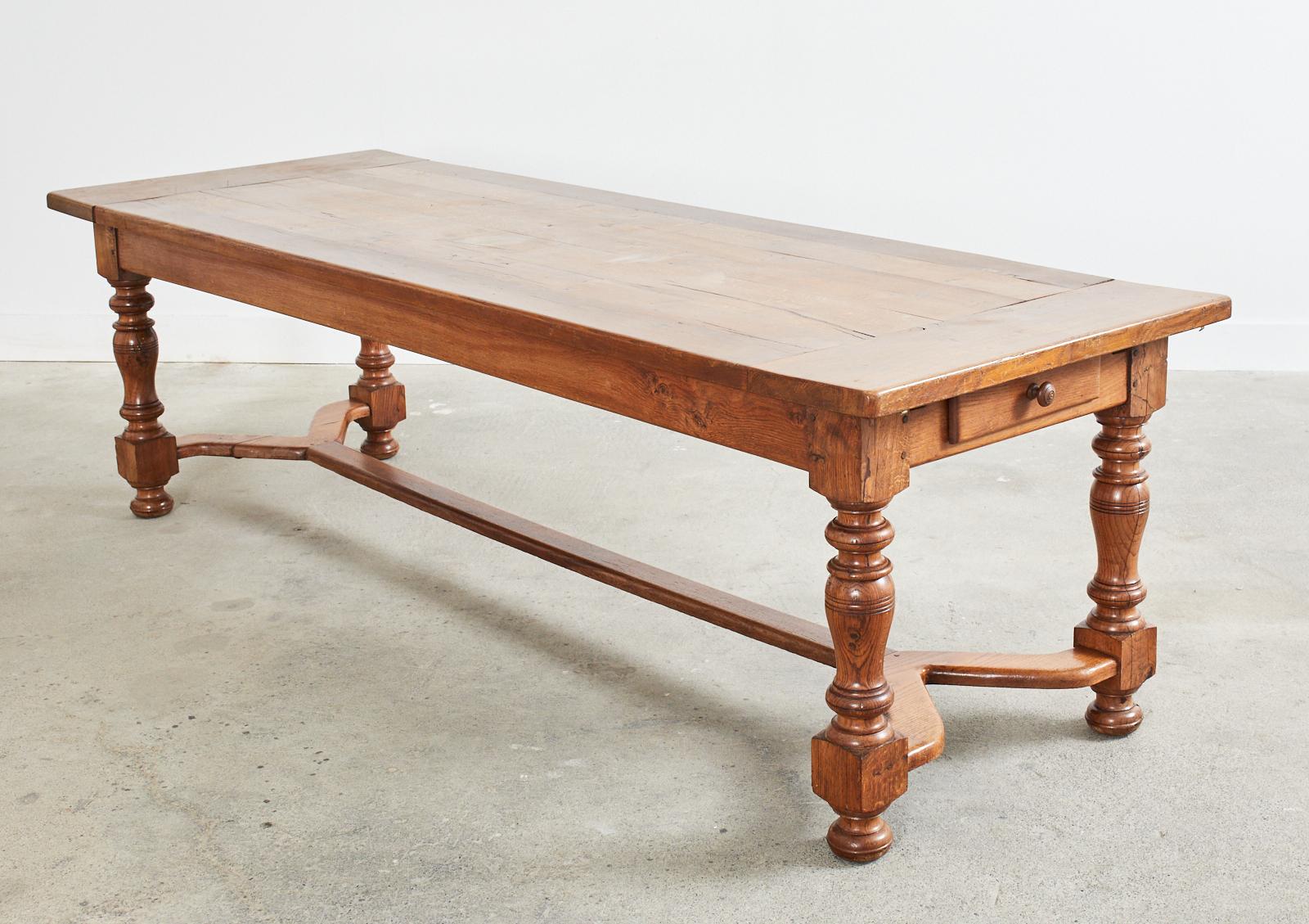 Country French Provincial Oak Farmhouse Trestle Dining Table 14