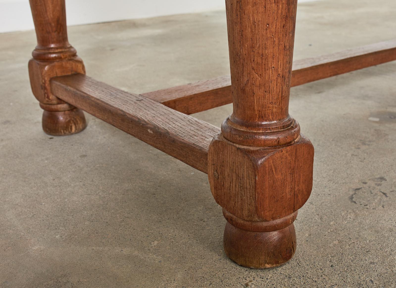 Country French Provincial Oak Farmhouse Trestle Dining Table 14