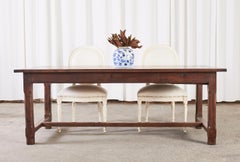 Country French Provincial Oak Farmhouse Trestle Dining Table