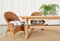 Country French Provincial Oak Farmhouse Trestle Dining Table