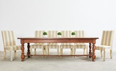 Country French Provincial Oak Farmhouse Trestle Dining Table