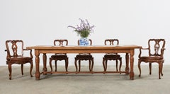 Country French Provincial Oak Farmhouse Trestle Dining Table