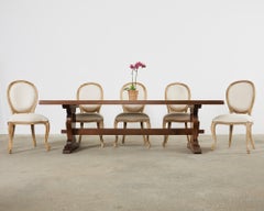 Country French Provincial Oak Farmhouse Trestle Dining Table