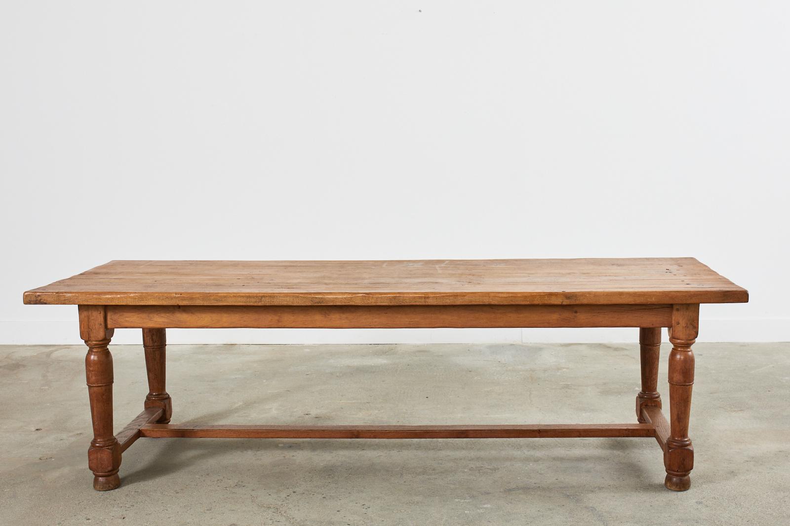 Country French Provincial Oak Farmhouse Trestle Dining Table 15