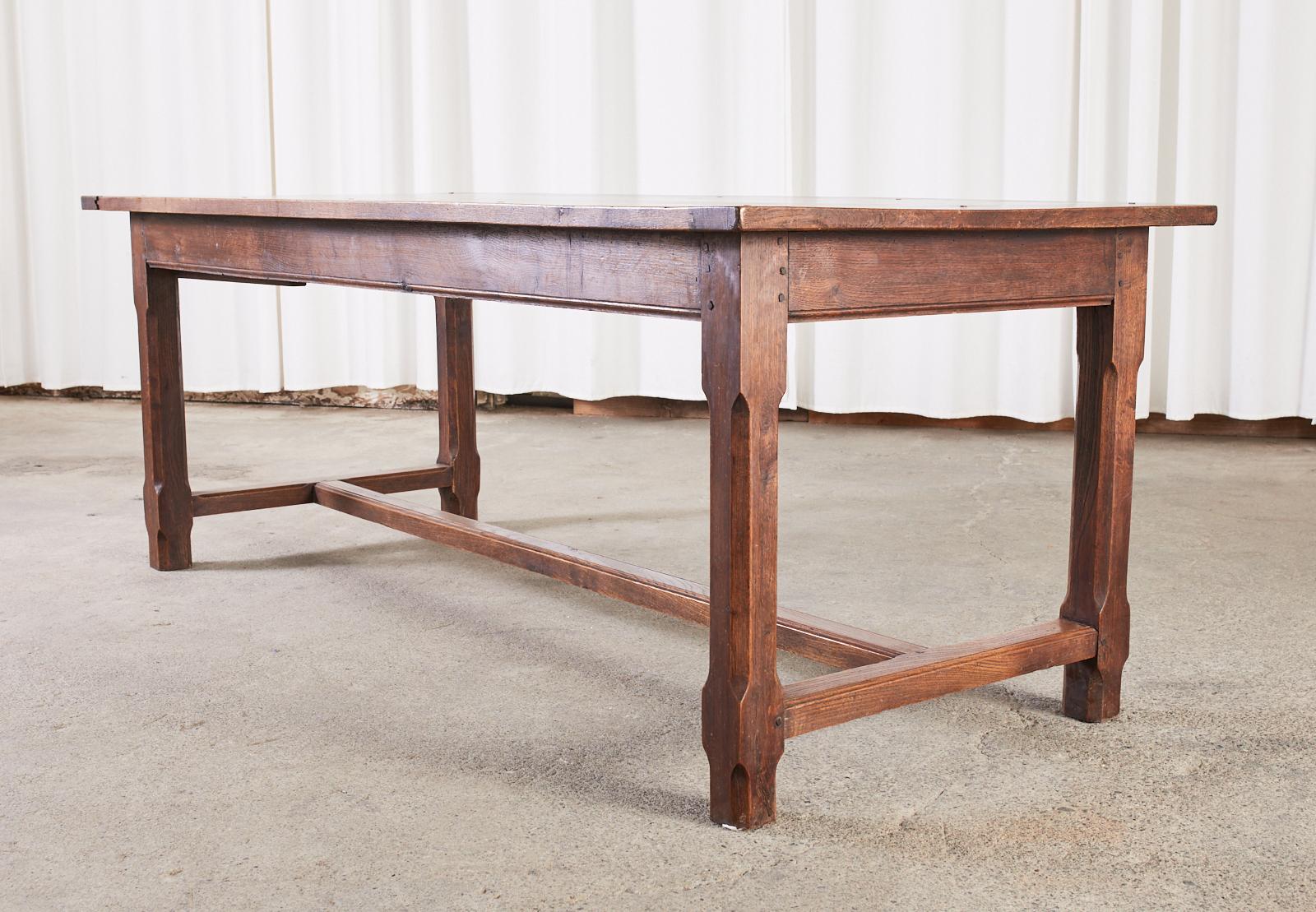 Hand-Crafted Country French Provincial Oak Farmhouse Trestle Dining Table
