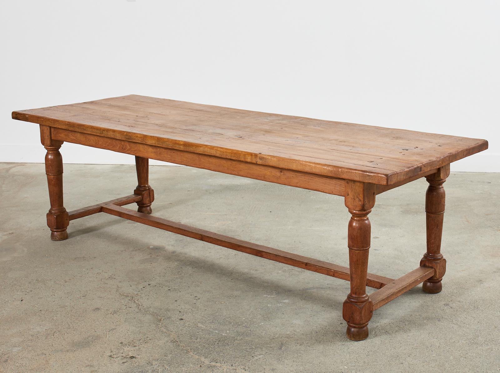 Hand-Crafted Country French Provincial Oak Farmhouse Trestle Dining Table