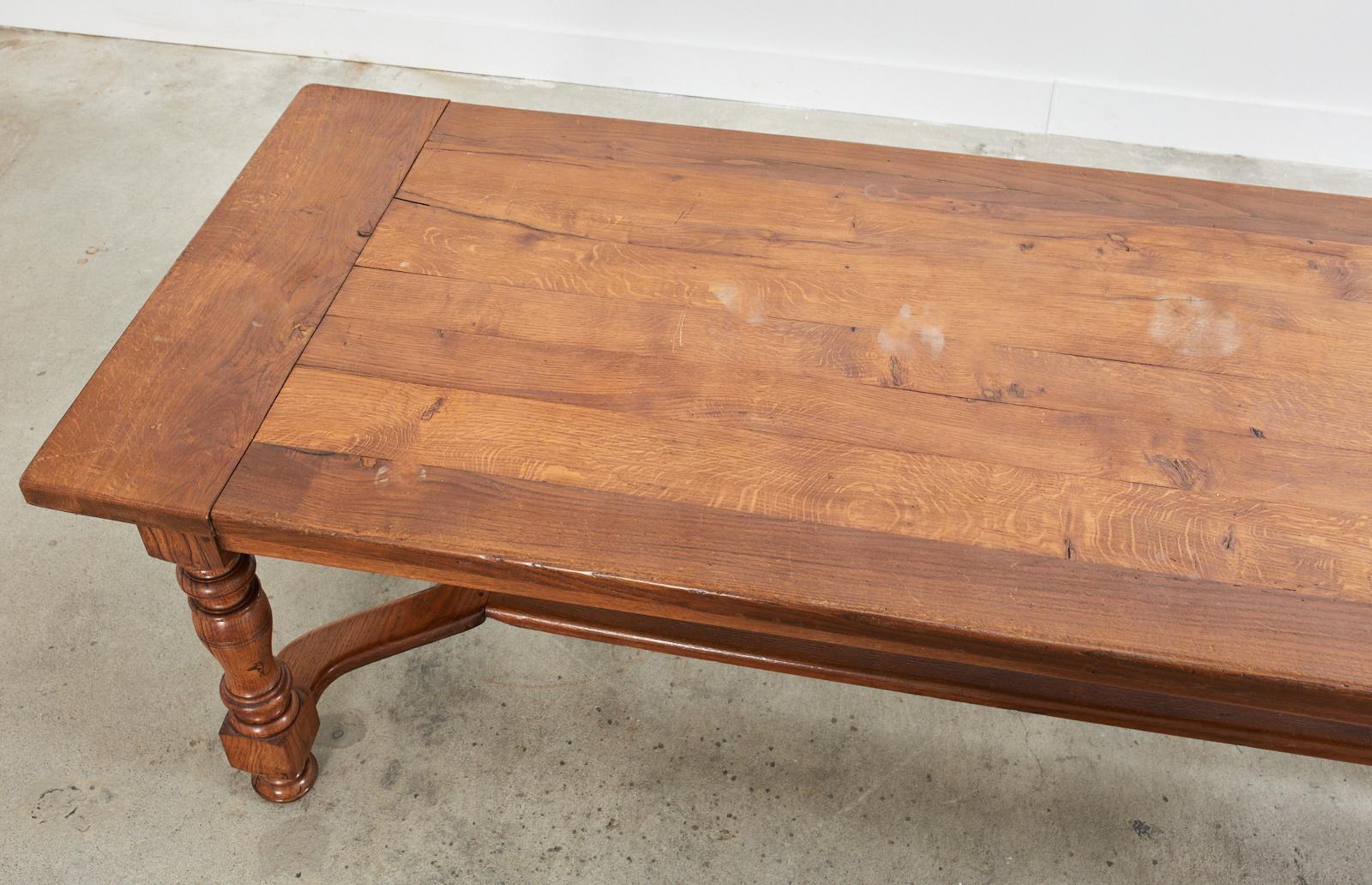 19th Century Country French Provincial Oak Farmhouse Trestle Dining Table