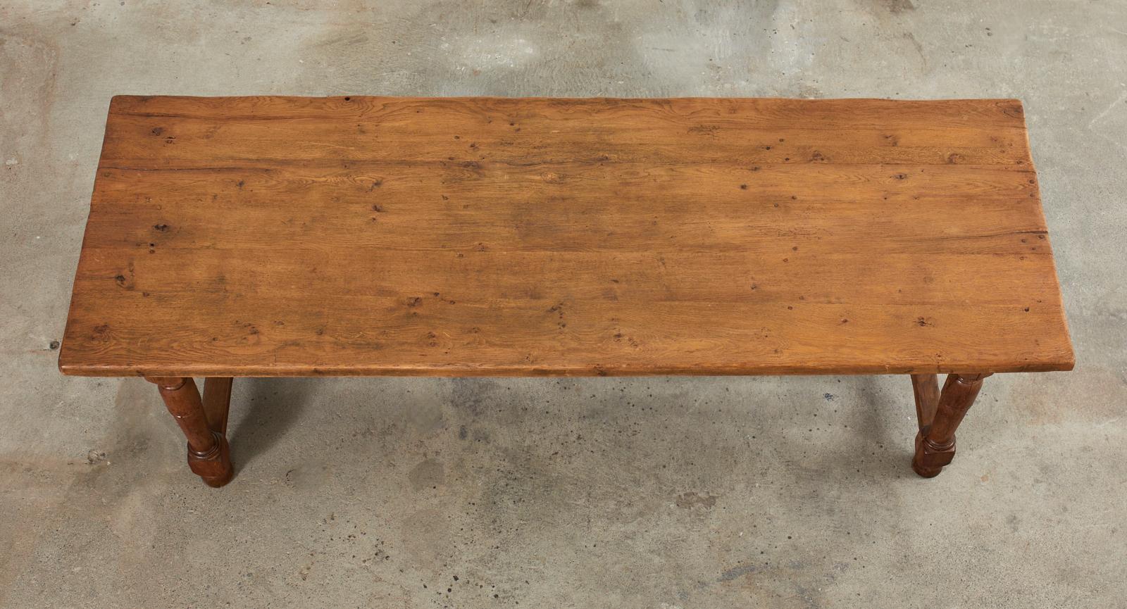 20th Century Country French Provincial Oak Farmhouse Trestle Dining Table