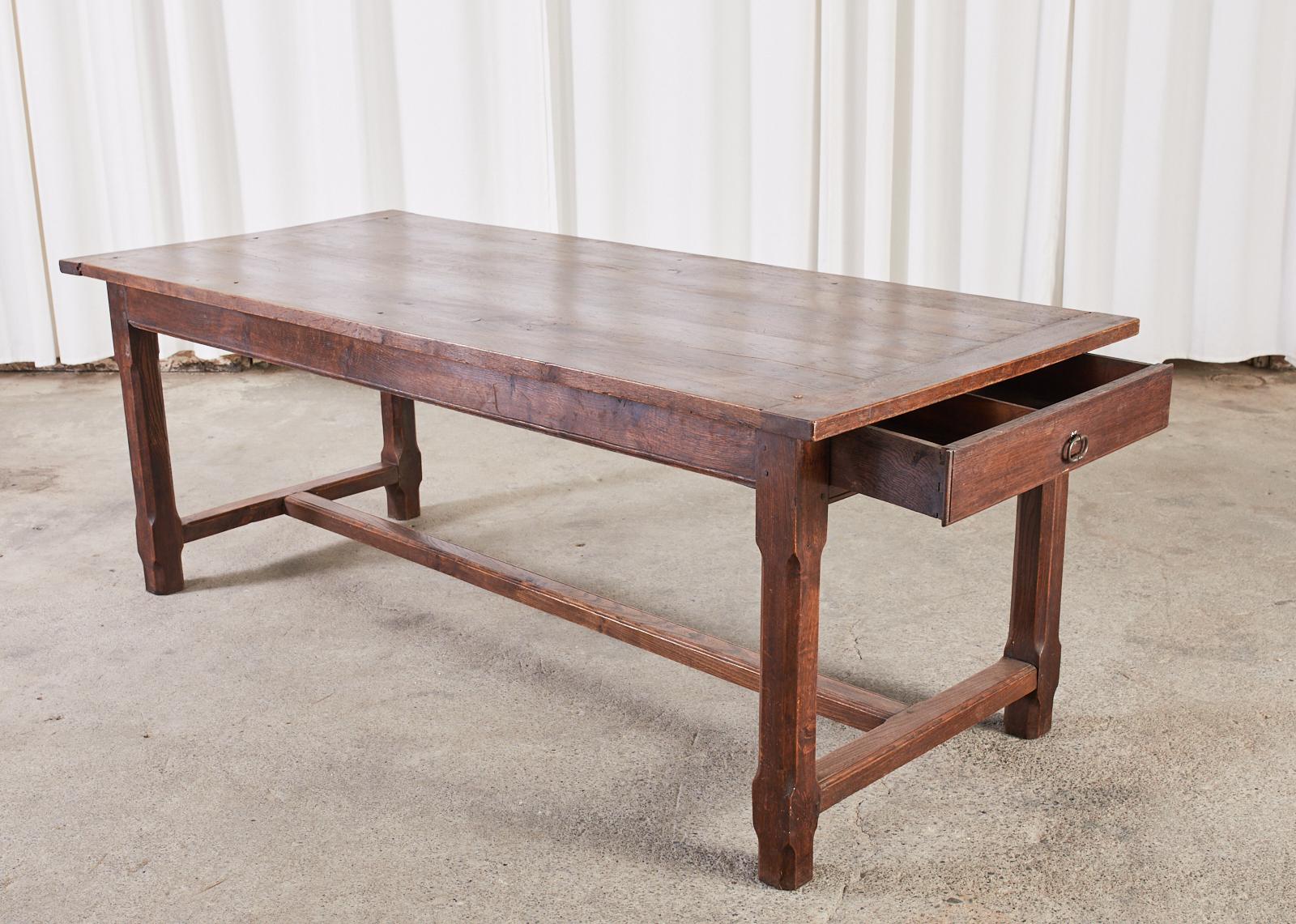 Iron Country French Provincial Oak Farmhouse Trestle Dining Table