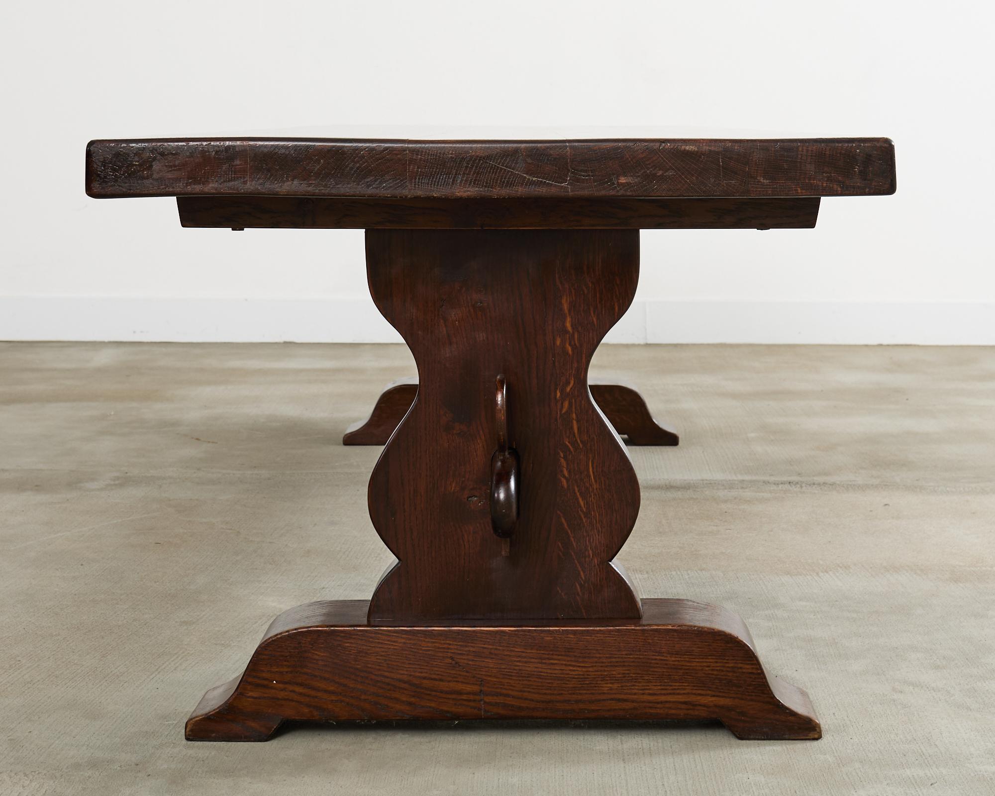Iron Country French Provincial Oak Farmhouse Trestle Dining Table