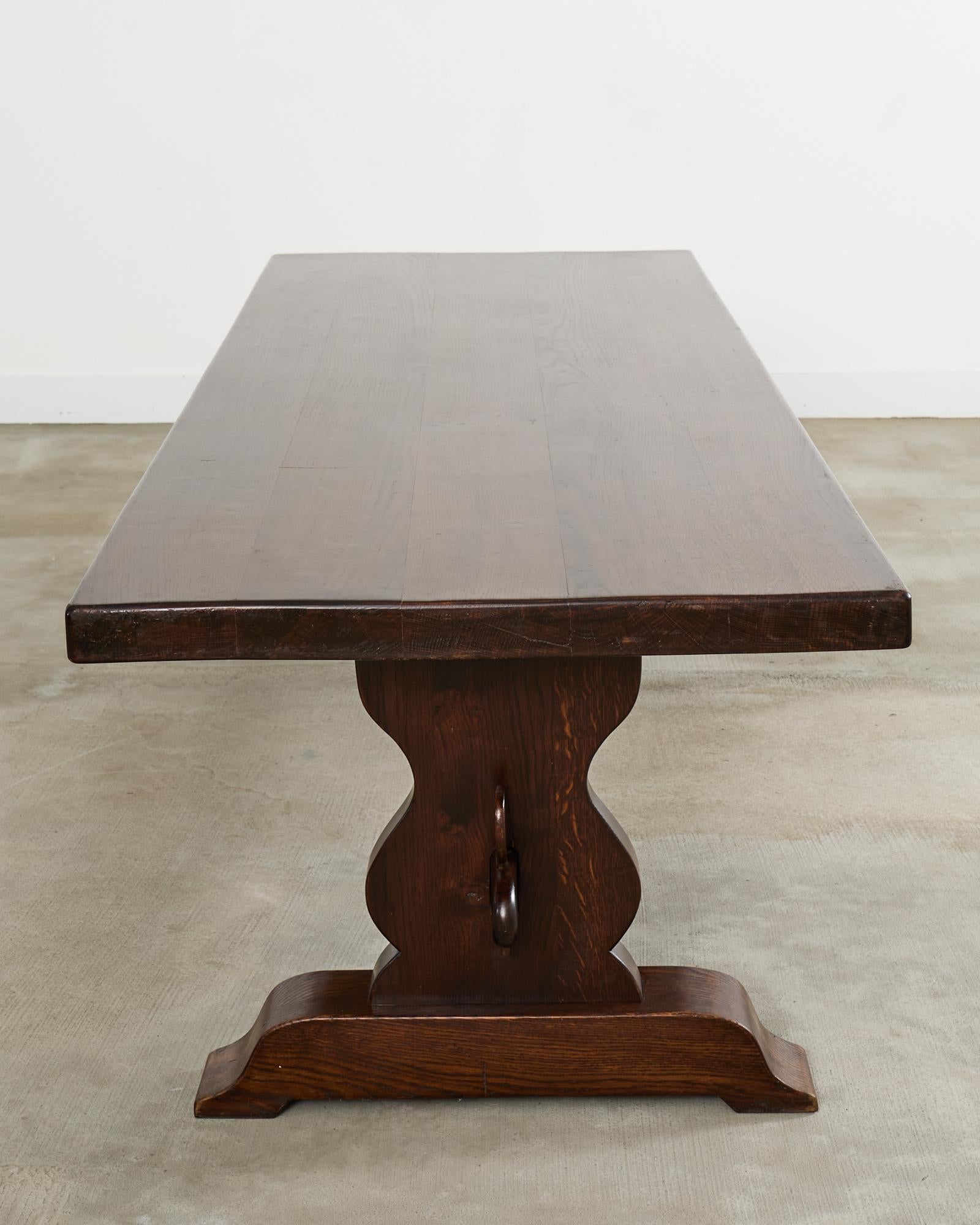 Country French Provincial Oak Farmhouse Trestle Dining Table 1