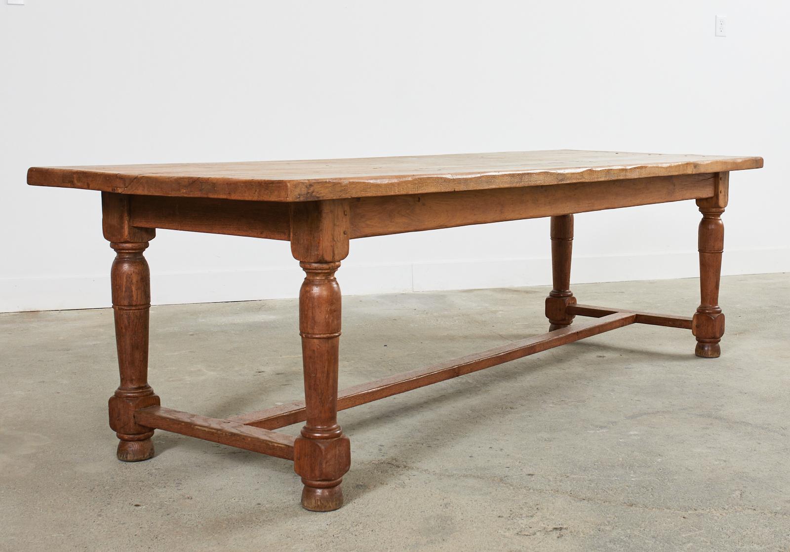 Country French Provincial Oak Farmhouse Trestle Dining Table 3