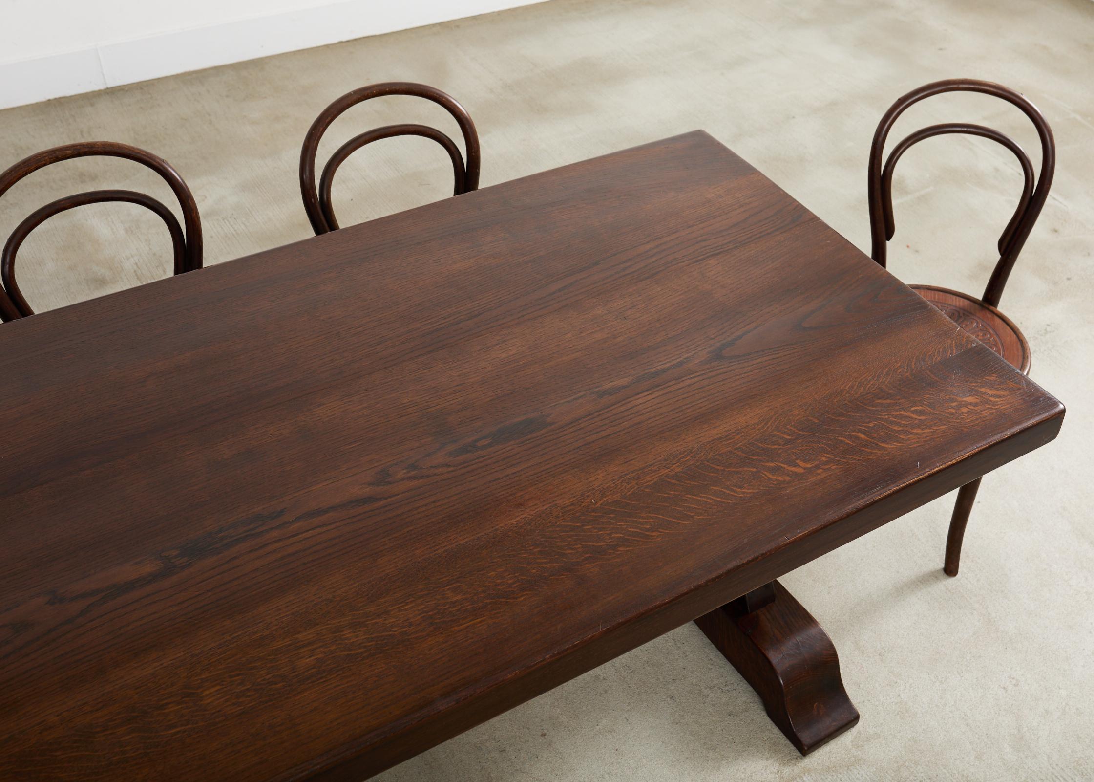 Country French Provincial Oak Farmhouse Trestle Dining Table 3