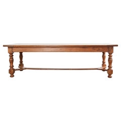 Country French Provincial Oak Farmhouse Trestle Dining Table