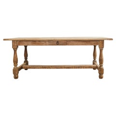 Country French Provincial Oak Farmhouse Trestle Dining Table