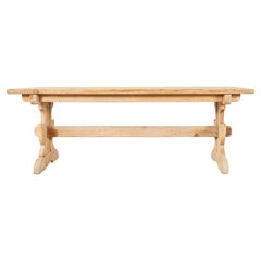 Country French Provincial Oak Farmhouse Trestle Dining Table