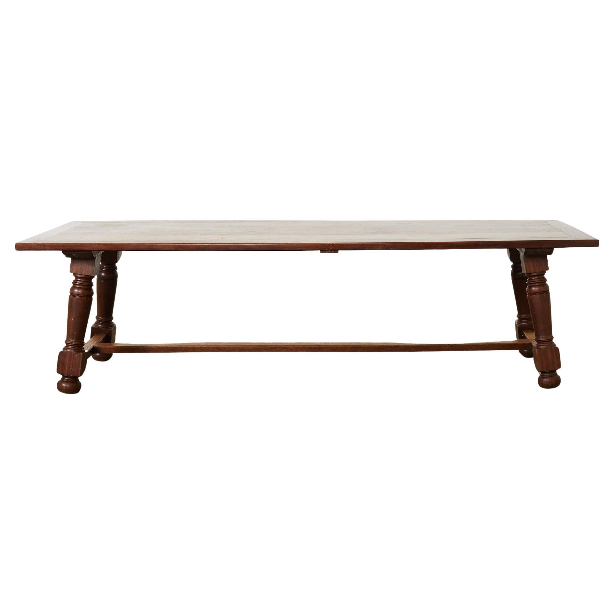 Country French Provincial Oak Farmhouse Trestle Dining Table For Sale