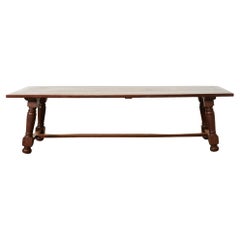 Used Country French Provincial Oak Farmhouse Trestle Dining Table