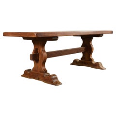 Country French Provincial Oak Farmhouse Trestle Dining Table