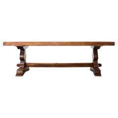 Country French Provincial Oak Farmhouse Trestle Dining Table