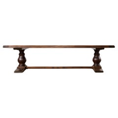 Country French Provincial Oak Farmhouse Trestle Dining Table