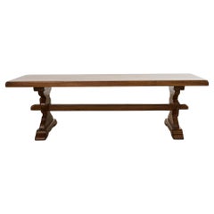 Used Country French Provincial Oak Farmhouse Trestle Dining Table