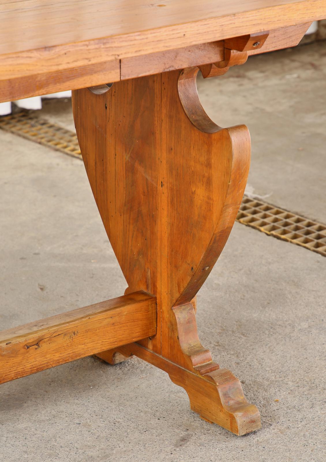 Country French Provincial Oak Trestle Dining Table 13