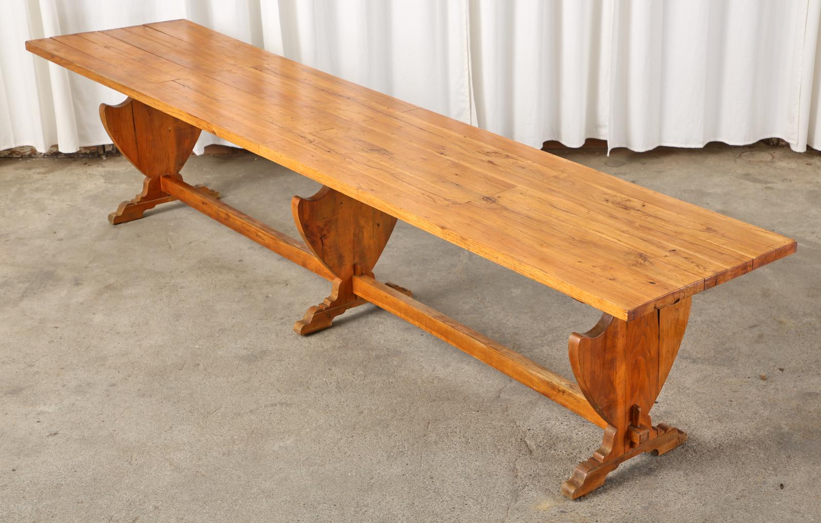 Country French Provincial Oak Trestle Dining Table 1