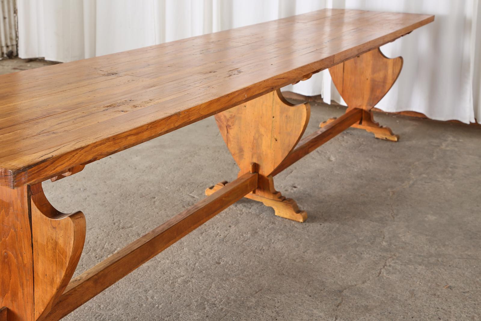 Country French Provincial Oak Trestle Dining Table 2