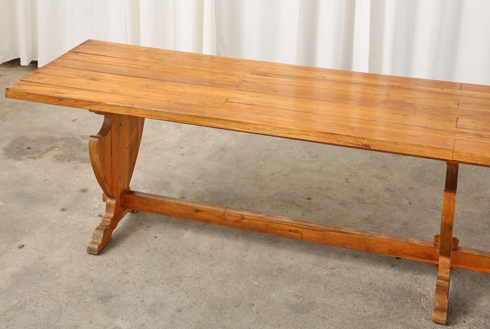 Country French Provincial Oak Trestle Dining Table 3