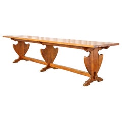 Country French Provincial Oak Trestle Dining Table