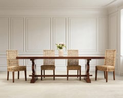 Country French Provincial Oak Trestle Farmhouse Dining Table 8 Ft