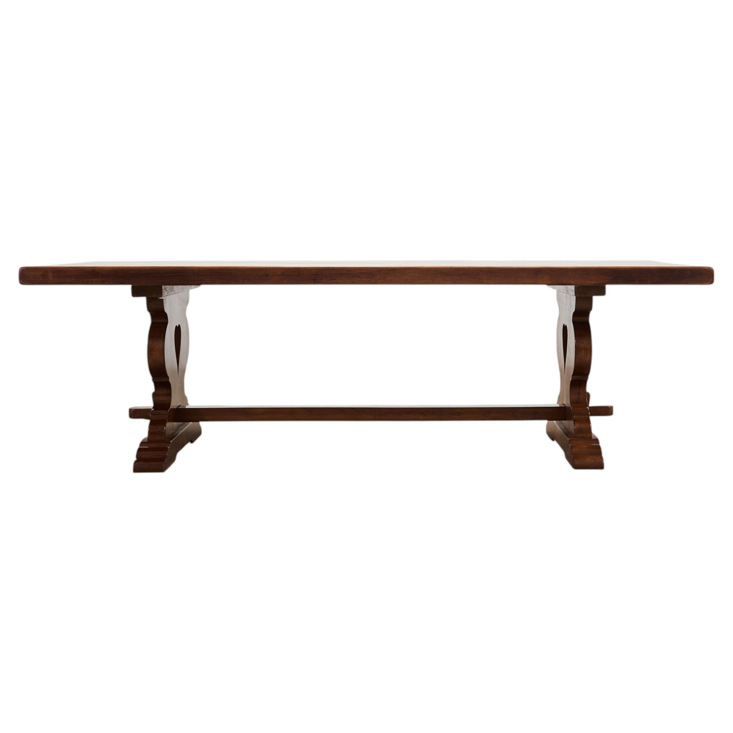 Country French Provincial Oak Trestle Farmhouse Dining Table 8 Ft For Sale