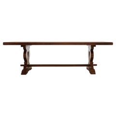 Country French Provincial Oak Trestle Farmhouse Dining Table 8 Ft