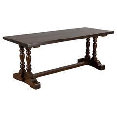Mesa de comedor campestre provincial francesa de caballete de roble para granja