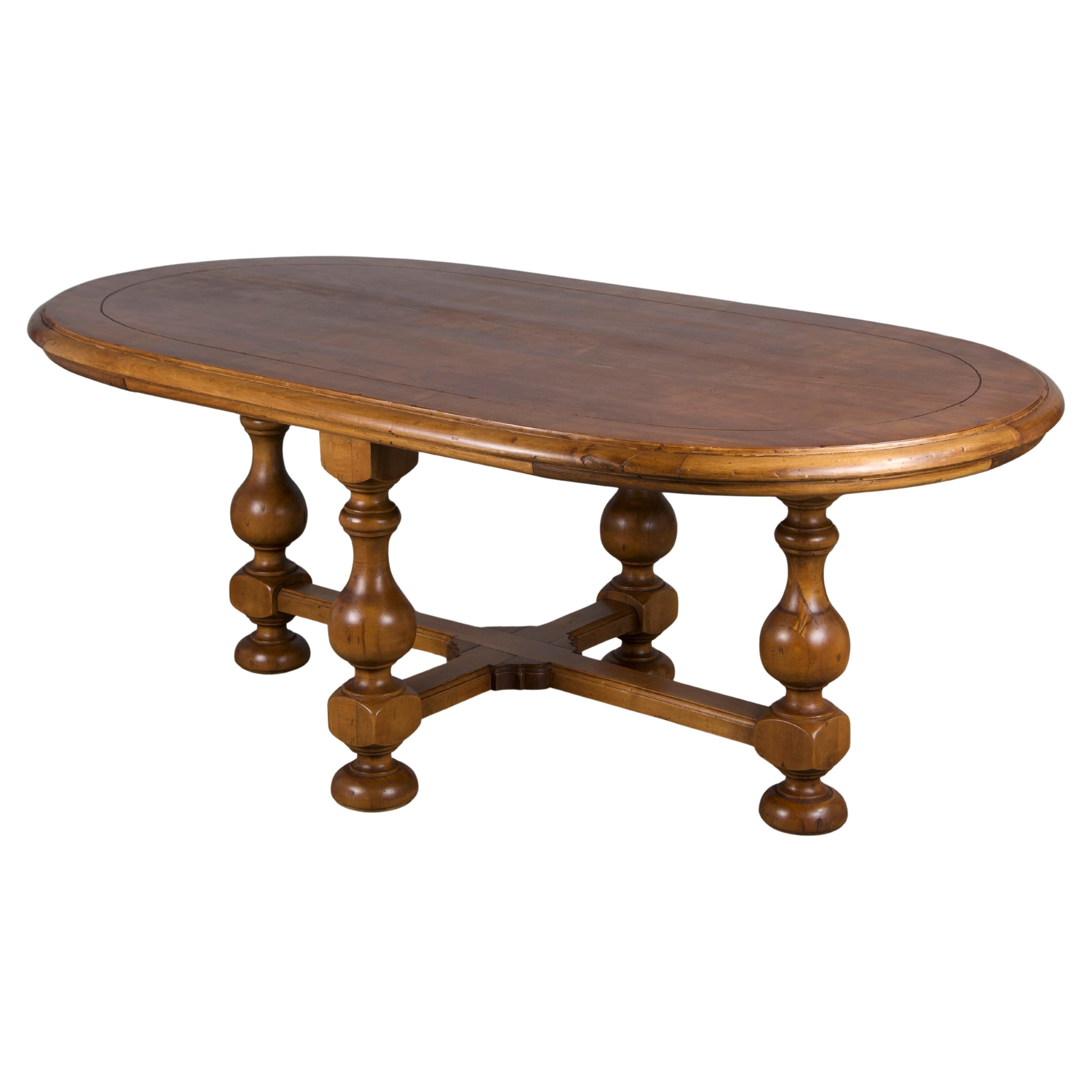 Country French Provincial Oval Farmhouse Maple Trestle Dining Table