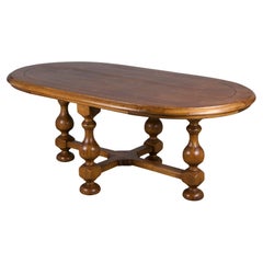 Country French Provincial Oval Farmhouse Maple Trestle Dining Table